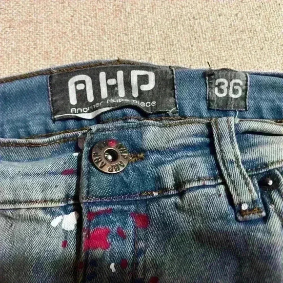 Another Hype Piece (AHP) Mens Jeans Sz 36x32 Skinny Fit Distressed Grunge B0059 - Picture 9 of 13